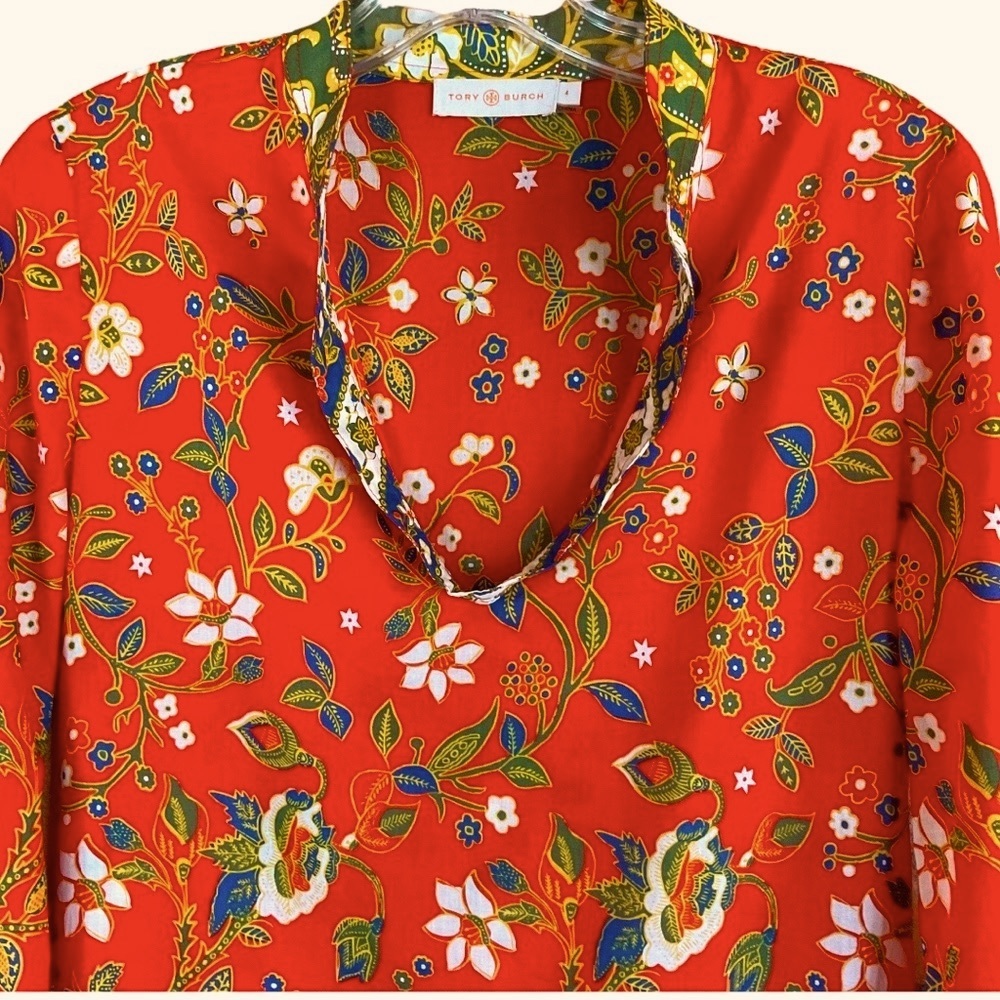 Tory Burch Floral Cotton Dress Size 4 - Picture 3 of 9